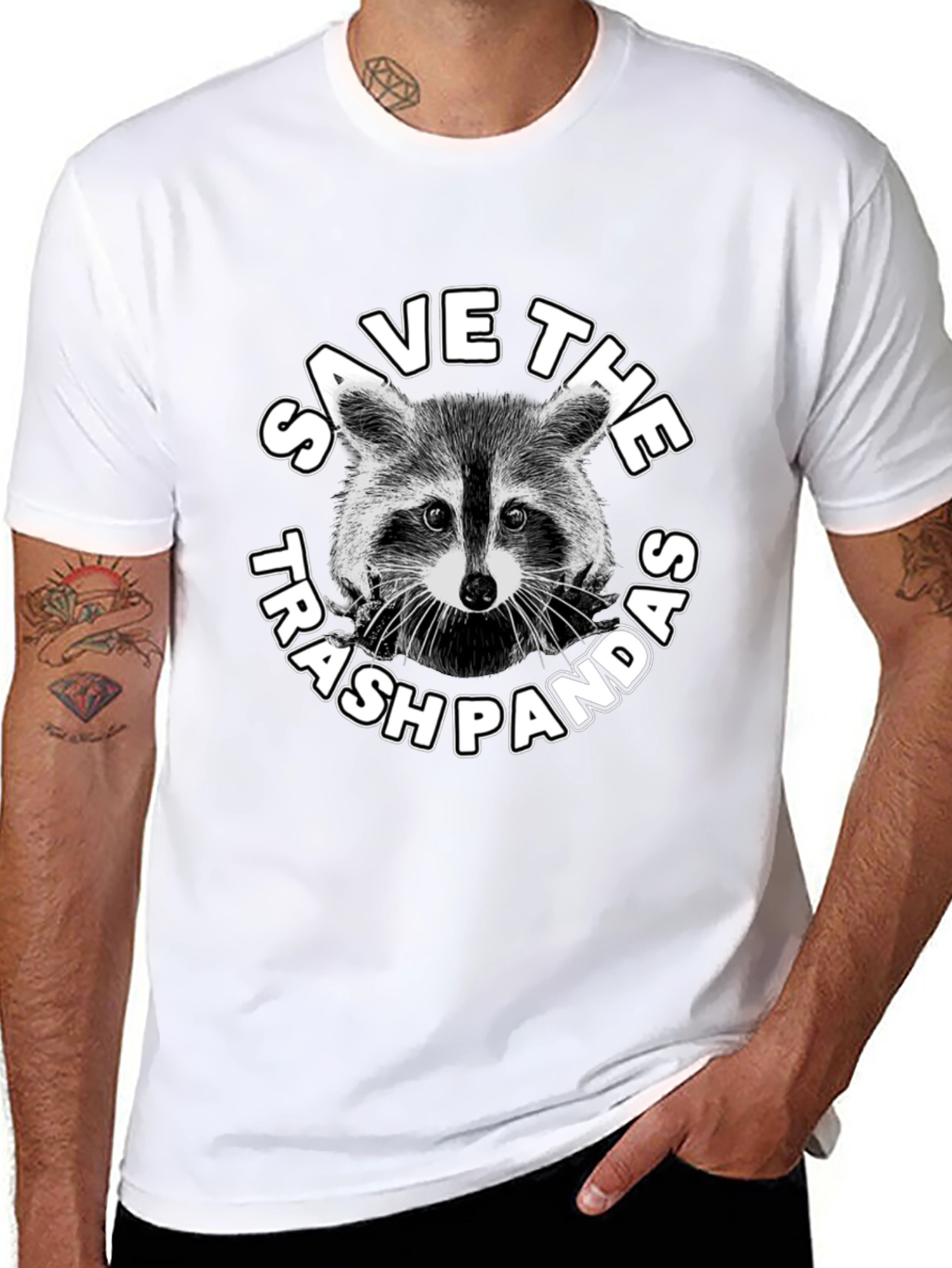 Camiseta Negra: Salva al Panda de la Basura
