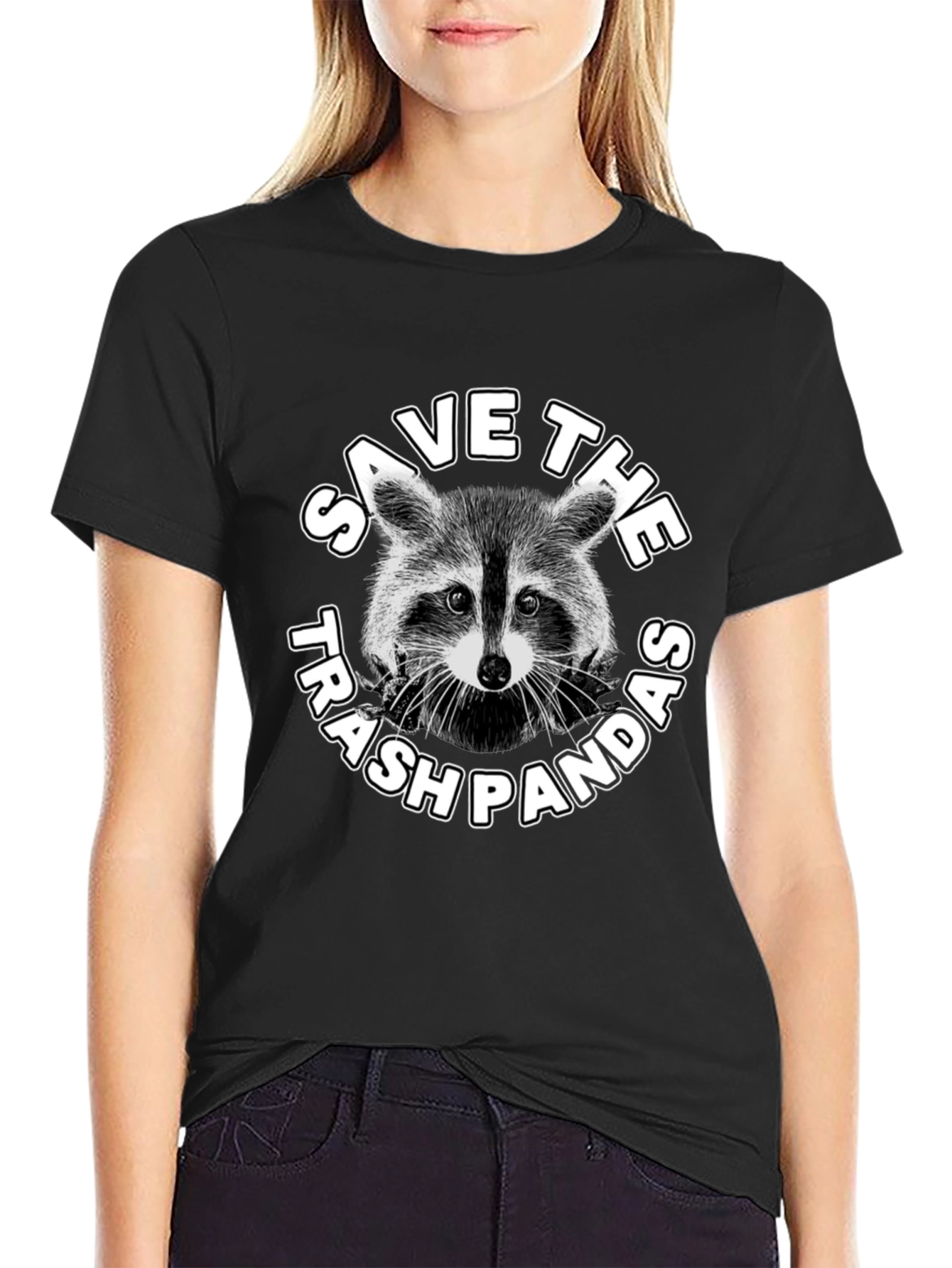 Camiseta Negra: Salva al Panda de la Basura