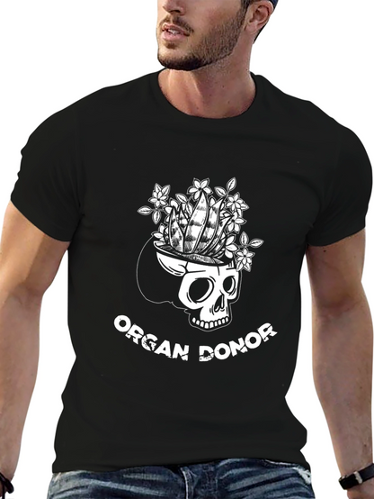 Camiseta Negra Diseño Calavera Donante de Órganos