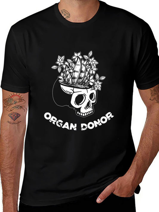 Camiseta Negra Diseño Calavera Donante de Órganos