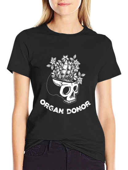 Camiseta Negra Diseño Calavera Donante de Órganos
