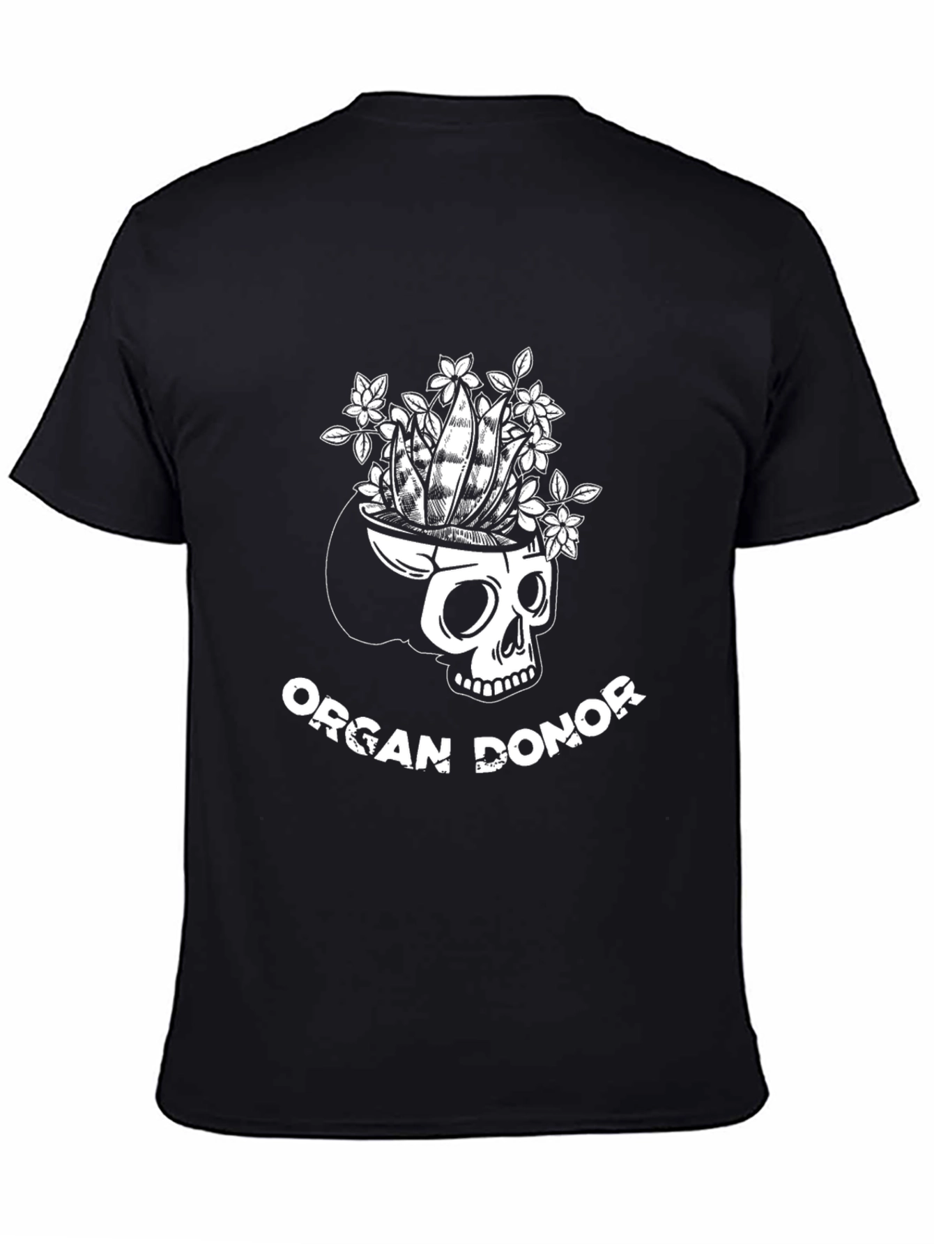 Camiseta Negra Diseño Calavera Donante de Órganos