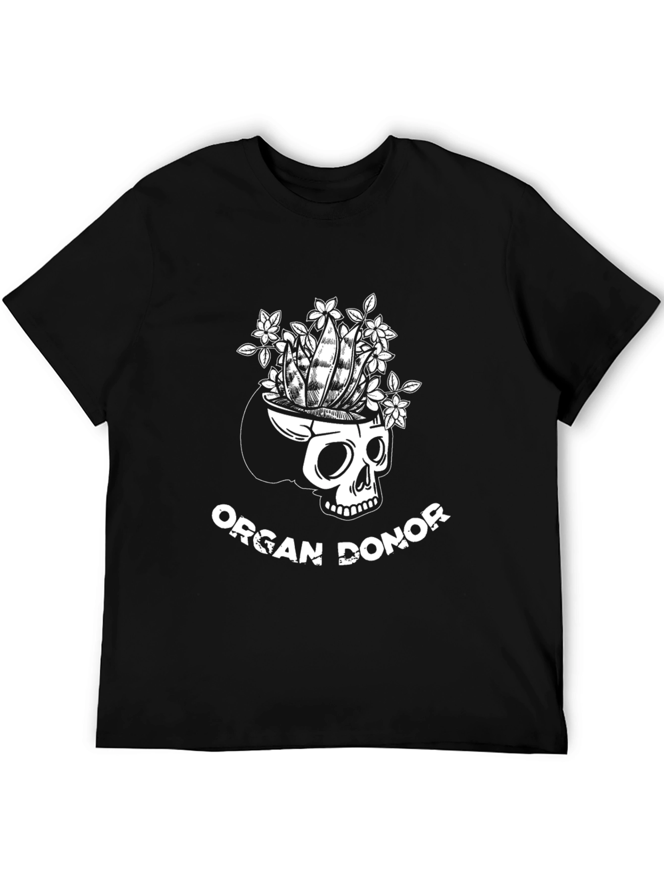 Camiseta Negra Diseño Calavera Donante de Órganos
