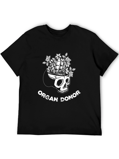 Camiseta Negra Diseño Calavera Donante de Órganos