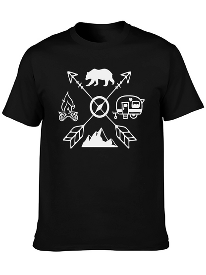 Camiseta Negra Aventura con Diseño de Camping