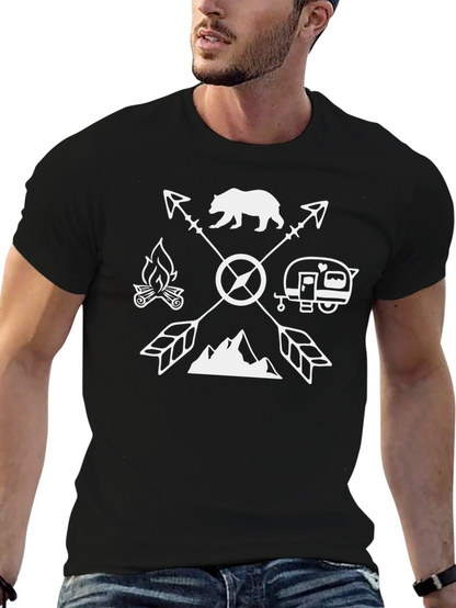 Camiseta Negra Aventura con Diseño de Camping
