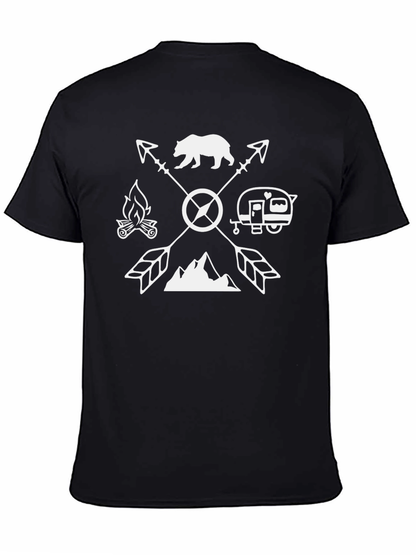 Camiseta Negra Aventura con Diseño de Camping