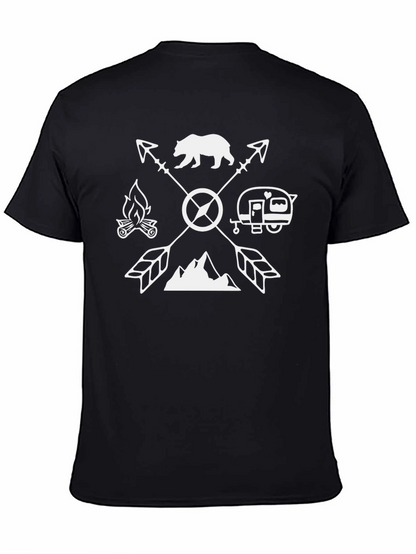 Camiseta Negra Aventura con Diseño de Camping