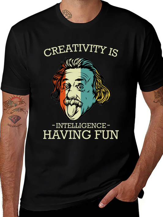 Camiseta Negra Einstein Creatividad e Inteligencia