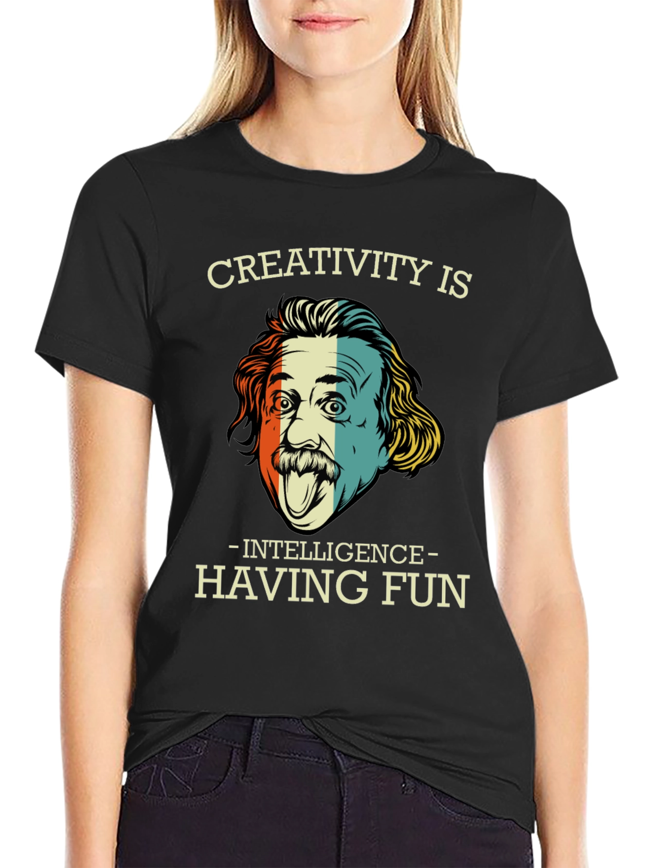 Camiseta Negra Einstein Creatividad e Inteligencia