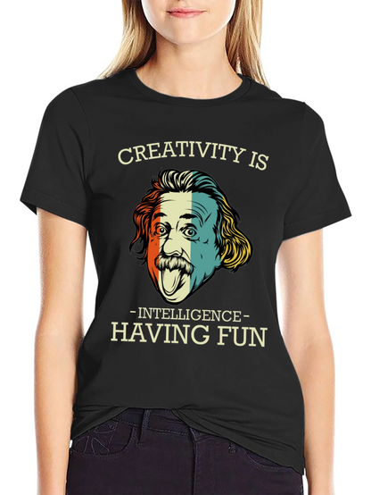 Camiseta Negra Einstein Creatividad e Inteligencia