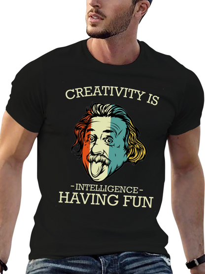 Camiseta Negra Einstein Creatividad e Inteligencia