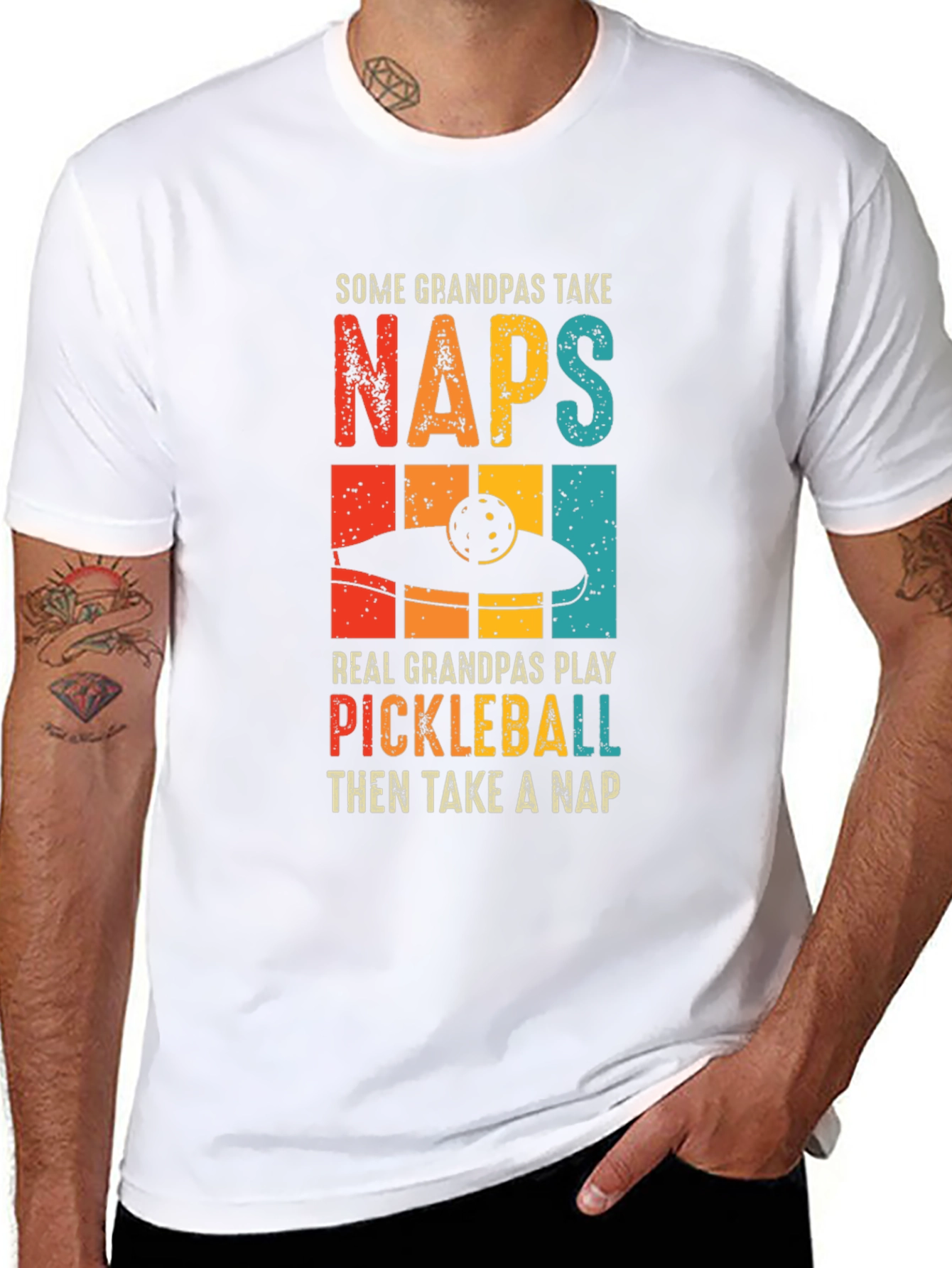 Camiseta Negra Divertida para Abuelos Jugadores de Pickleball