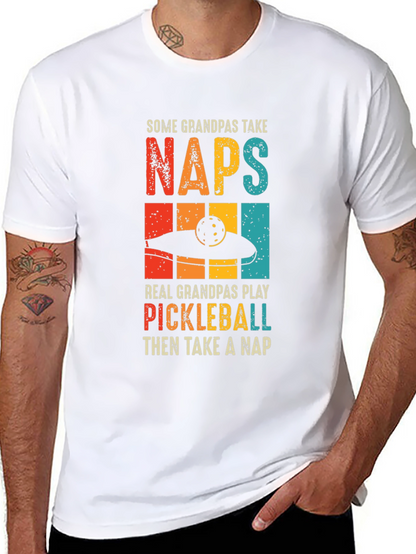Camiseta Negra Divertida para Abuelos Jugadores de Pickleball