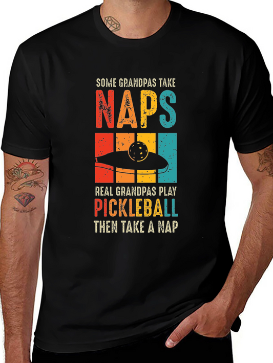 Camiseta Negra Divertida para Abuelos Jugadores de Pickleball