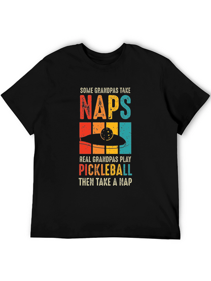 Camiseta Negra Divertida para Abuelos Jugadores de Pickleball