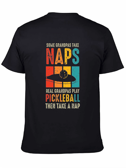Camiseta Negra Divertida para Abuelos Jugadores de Pickleball