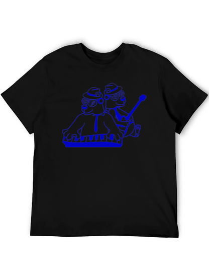 Camiseta Negra con Diseño Musical Azul