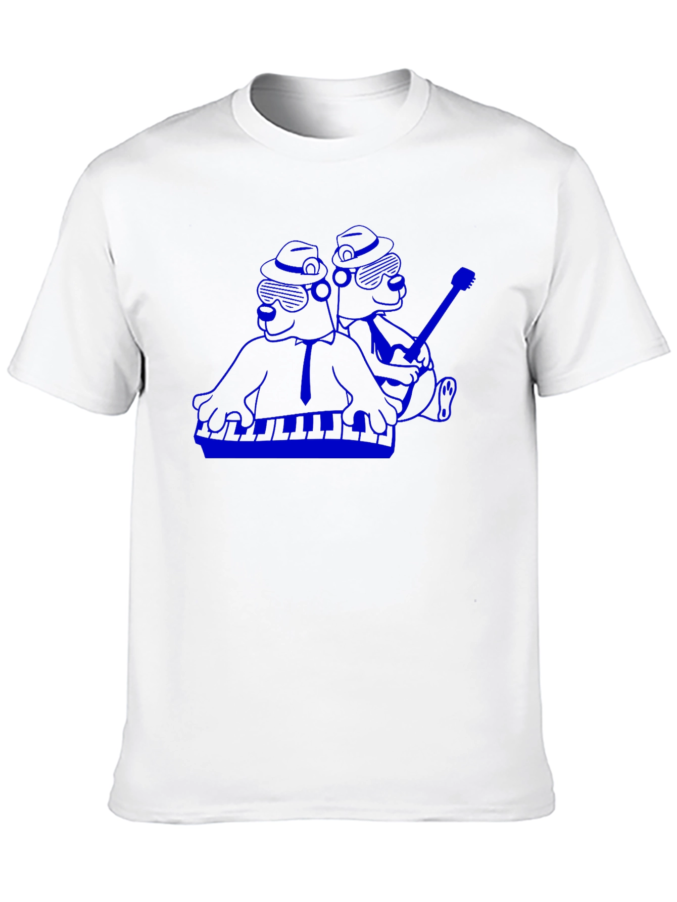 Camiseta Negra con Diseño Musical Azul