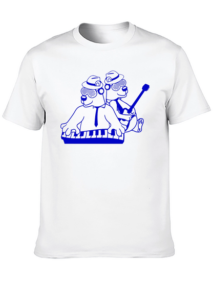 Camiseta Negra con Diseño Musical Azul