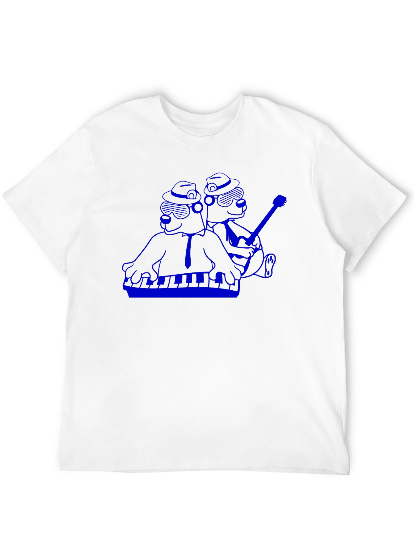 Camiseta Negra con Diseño Musical Azul