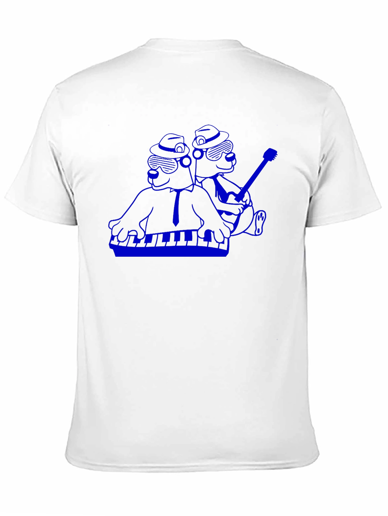 Camiseta Negra con Diseño Musical Azul