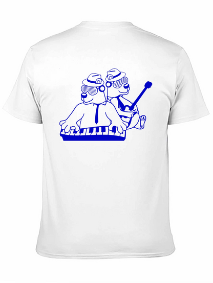 Camiseta Negra con Diseño Musical Azul