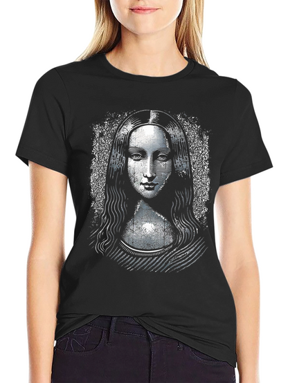 Camiseta Negra Mona Lisa Diseño Único