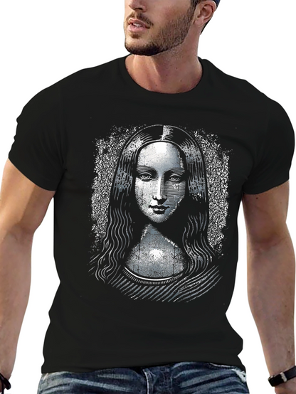 Camiseta Negra Mona Lisa Diseño Único
