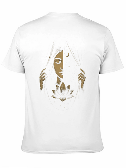 Camiseta Negra con Diseño de Luna y Flor