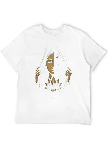Camiseta Negra con Diseño de Luna y Flor