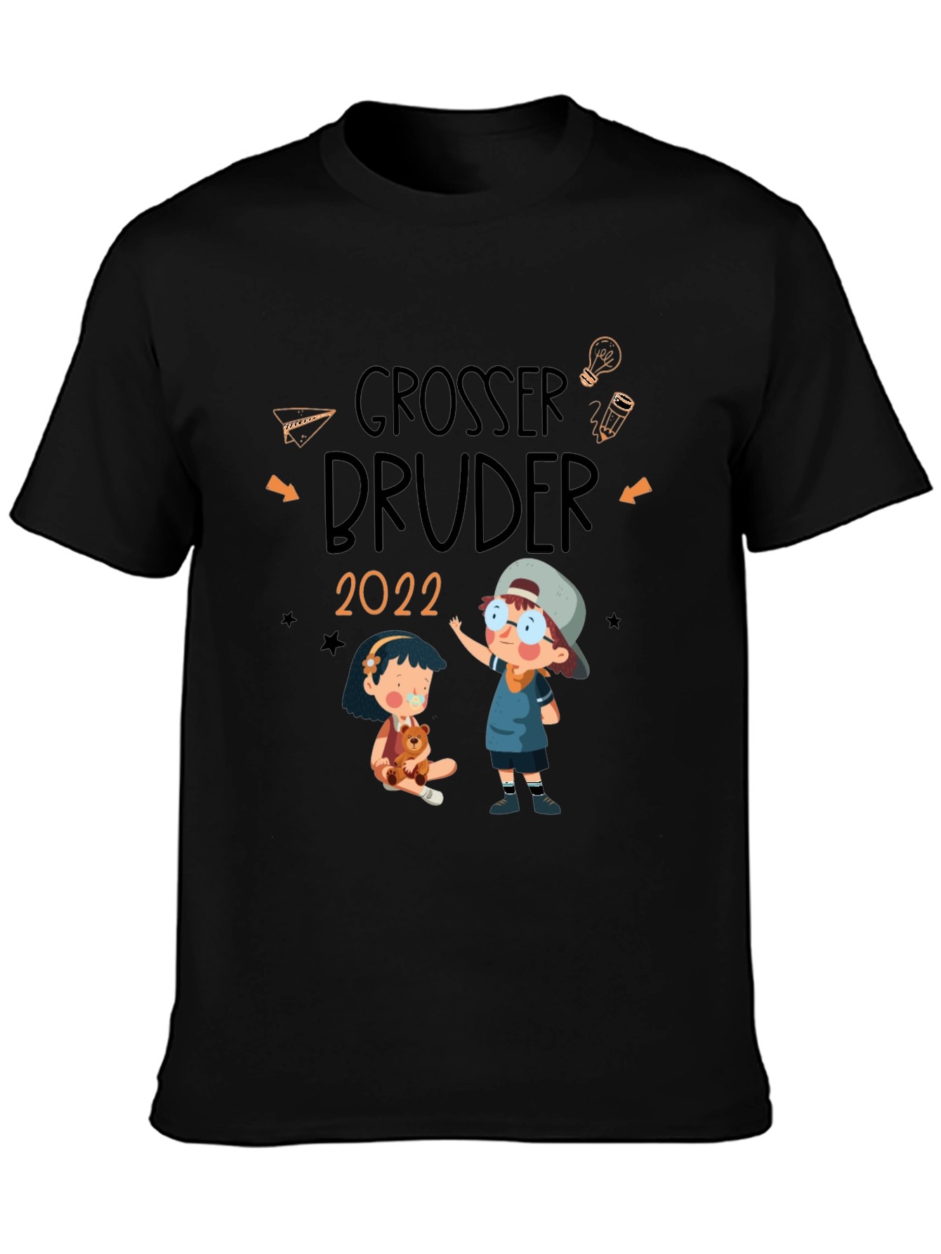 Camiseta Negra Grosser Bruder 2022 - Diseño Infantil