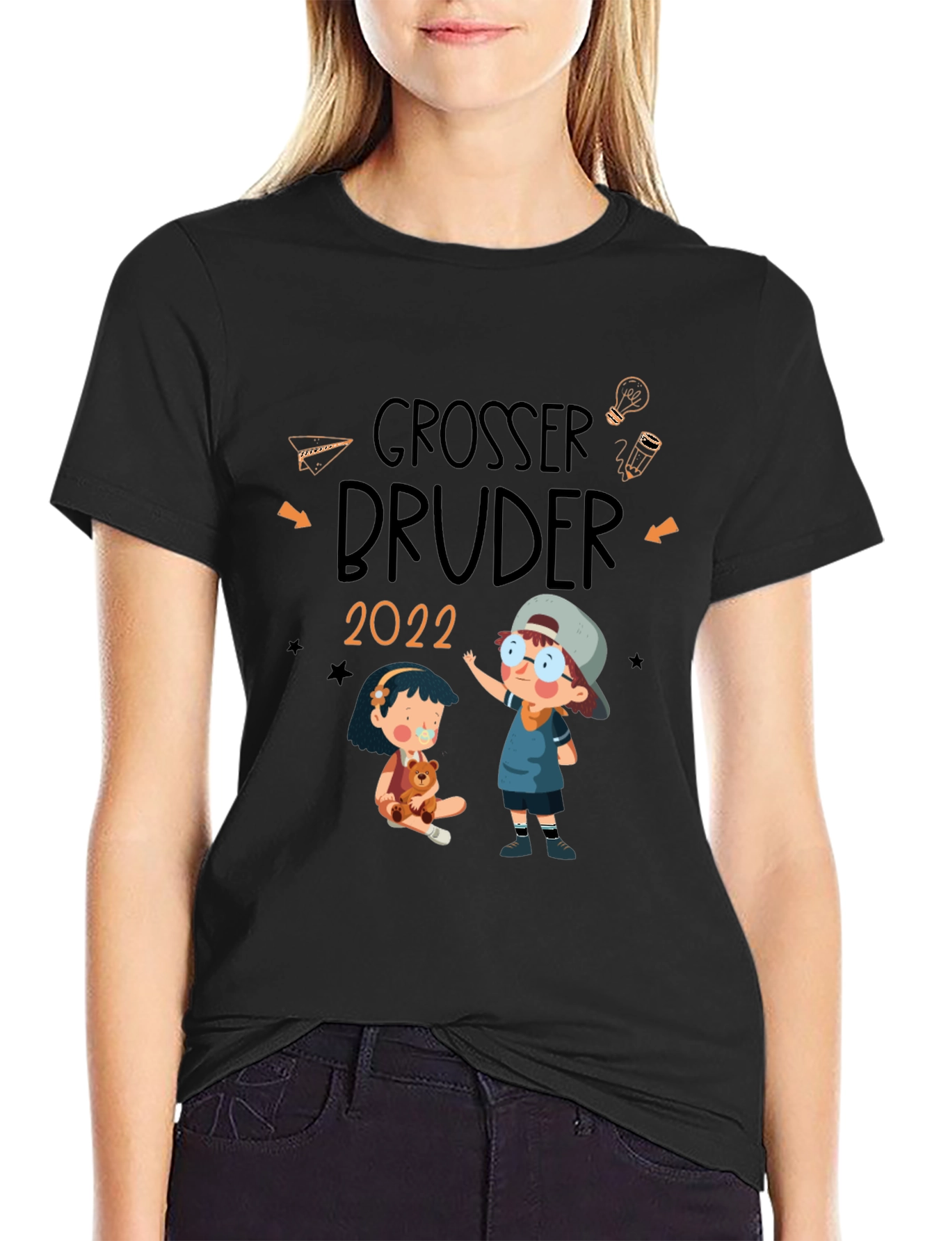 Camiseta Negra Grosser Bruder 2022 - Diseño Infantil