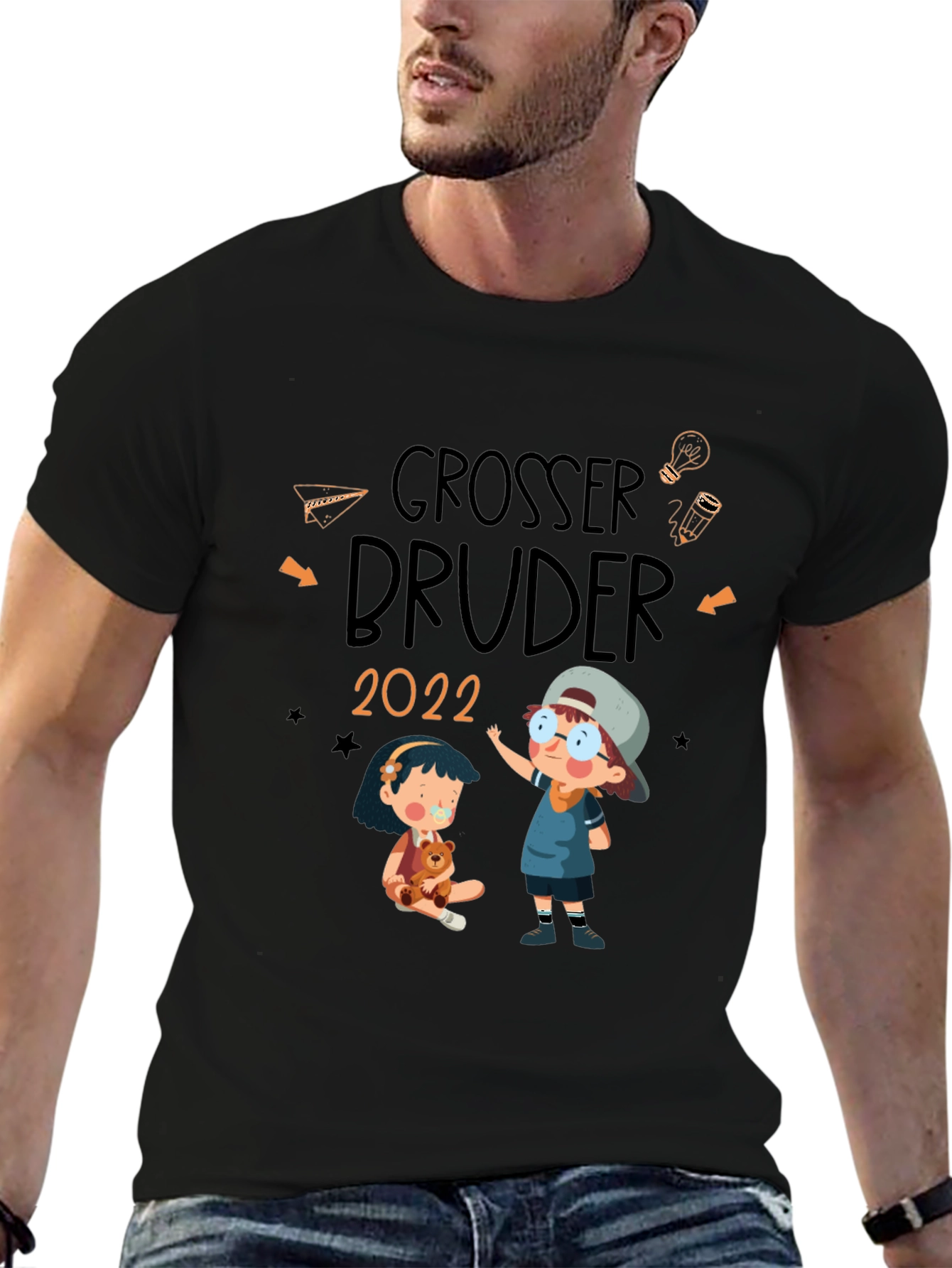 Camiseta Negra Grosser Bruder 2022 - Diseño Infantil