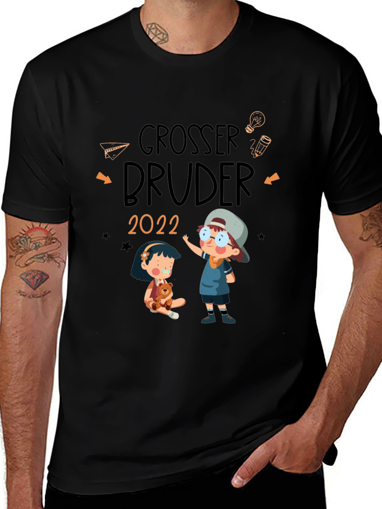 Camiseta Negra Grosser Bruder 2022 - Diseño Infantil