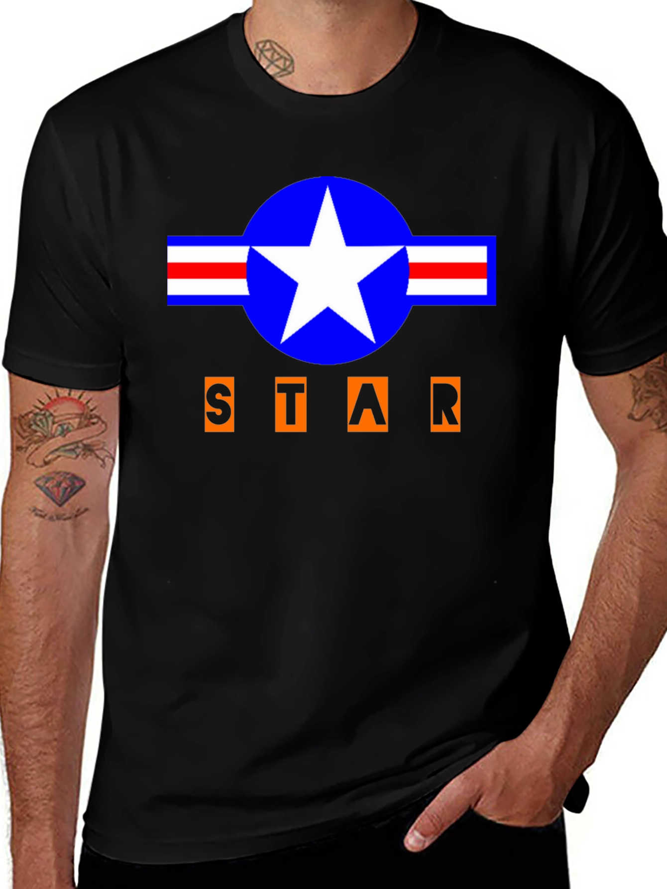 Camiseta Negra Estilo Militar STAR