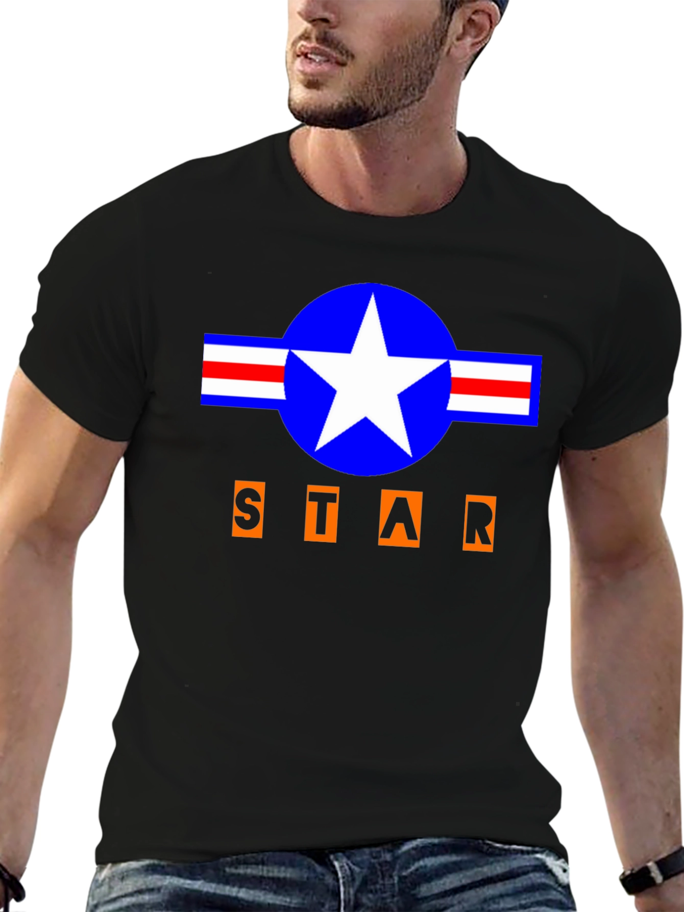 Camiseta Negra Estilo Militar STAR