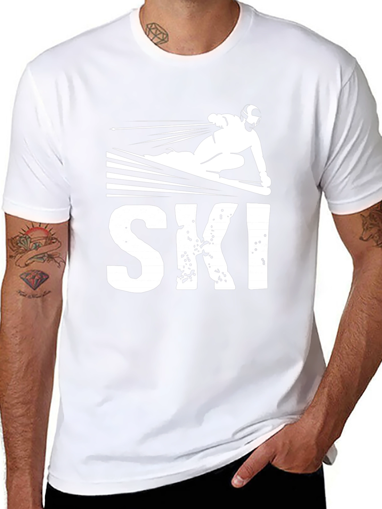 Camiseta Negra Estampado Ski