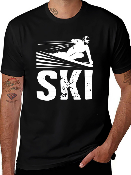 Camiseta Negra Estampado Ski
