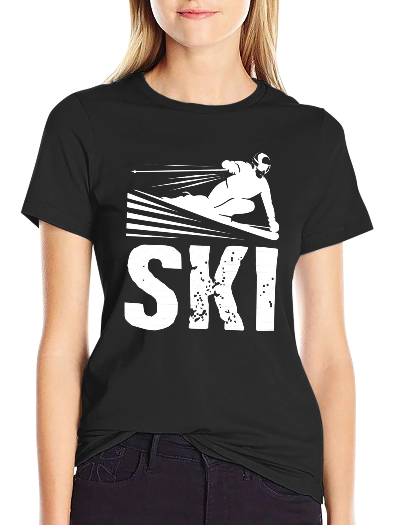 Camiseta Negra Estampado Ski