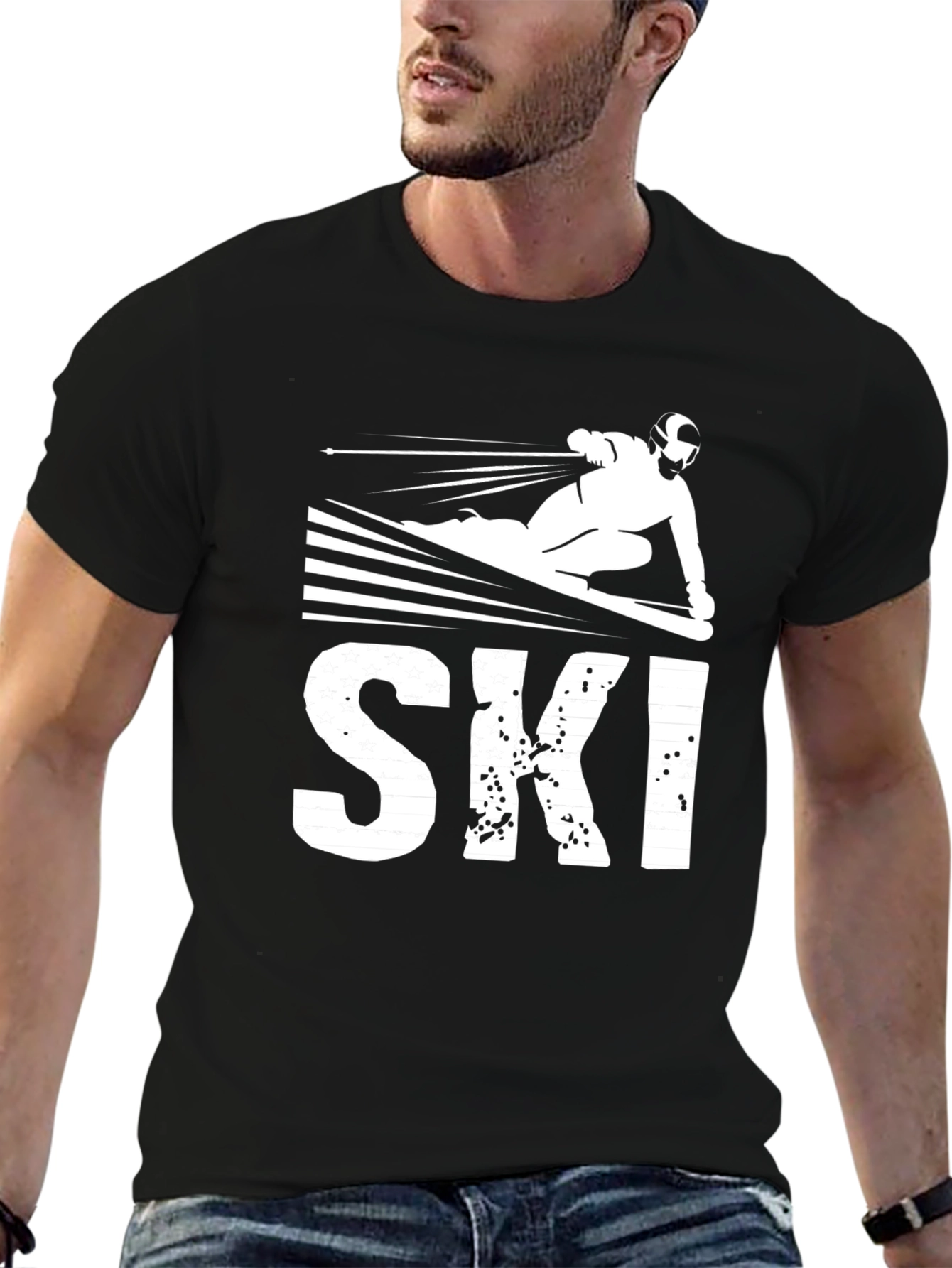 Camiseta Negra Estampado Ski