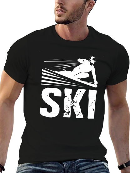 Camiseta Negra Estampado Ski
