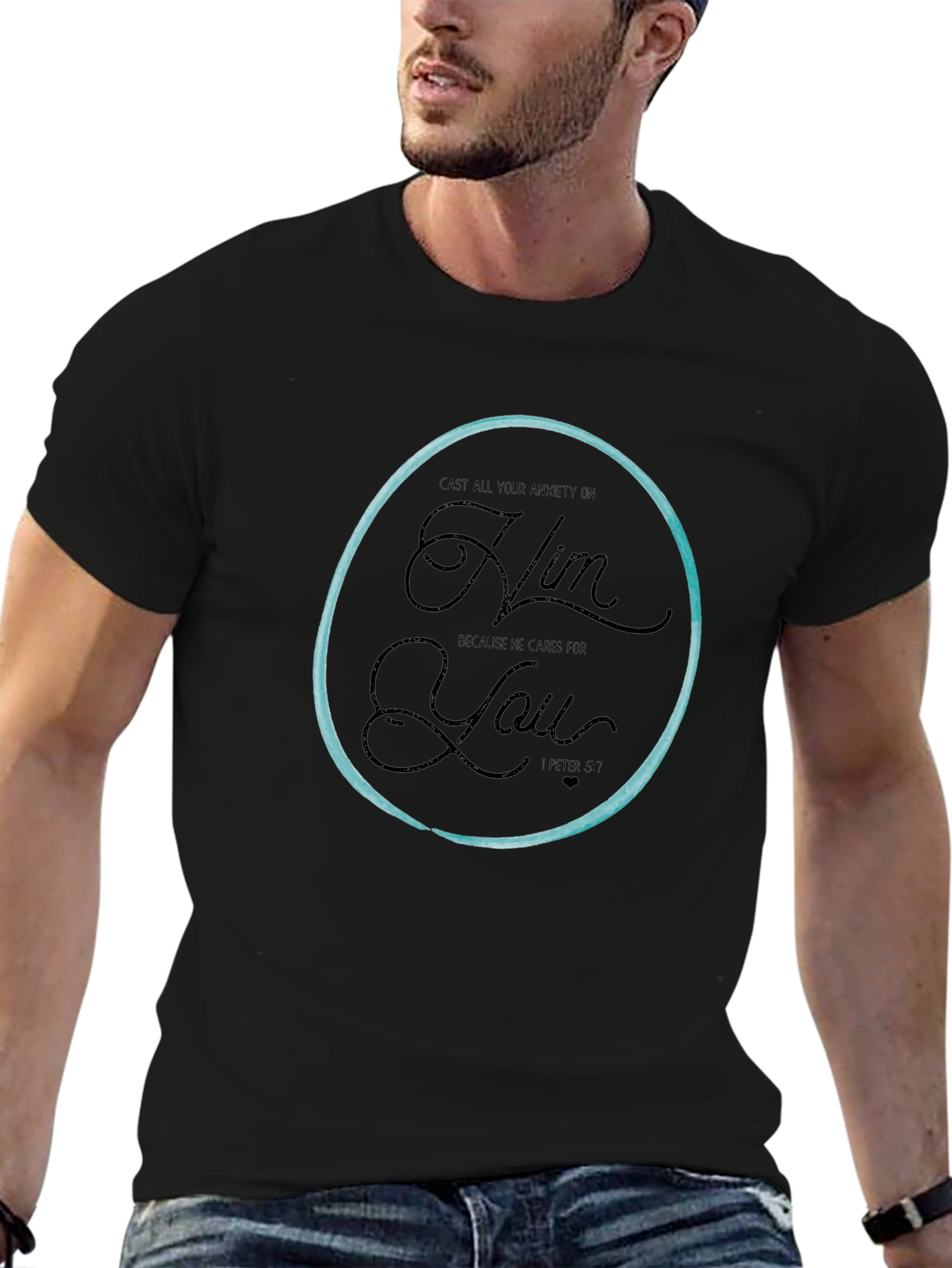 Camiseta Negra con Círculo y Mensaje Inspirador