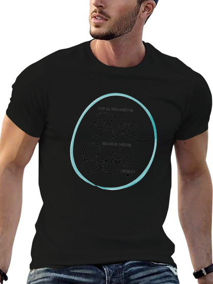 Camiseta Negra con Círculo y Mensaje Inspirador