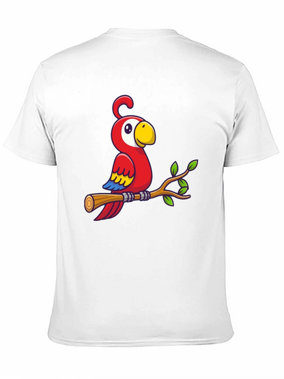 Camiseta Negra con Diseño de Loro en Rama