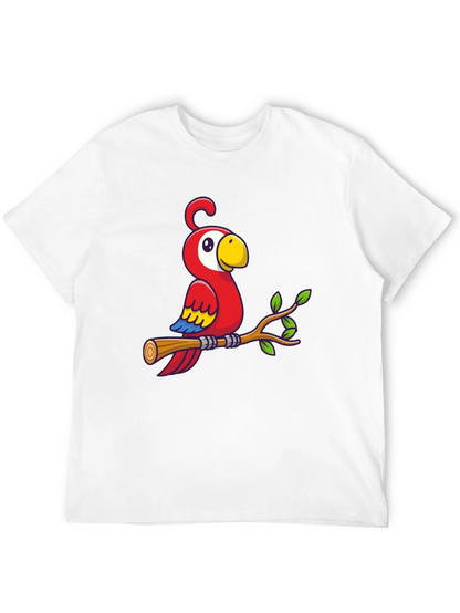 Camiseta Negra con Diseño de Loro en Rama