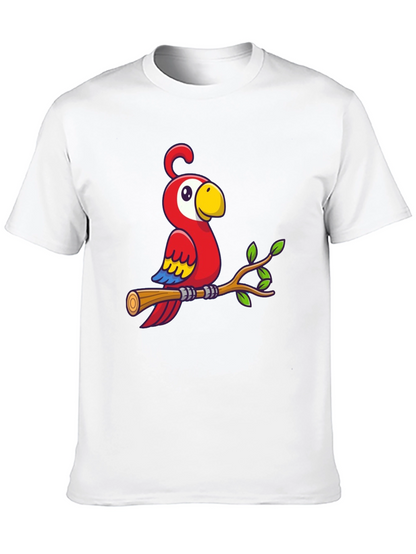 Camiseta Negra con Diseño de Loro en Rama