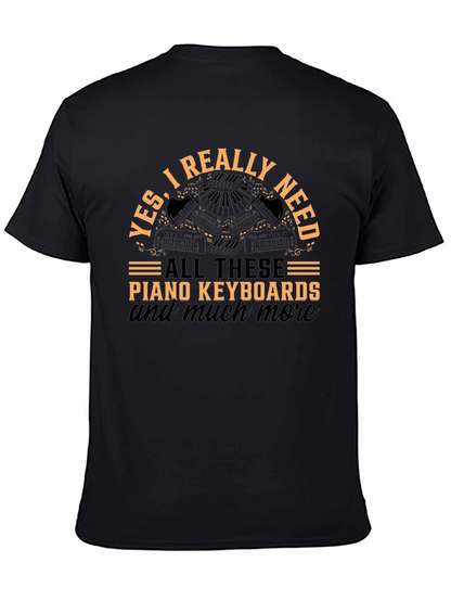 Camiseta Negra con Diseño de Teclados de Piano