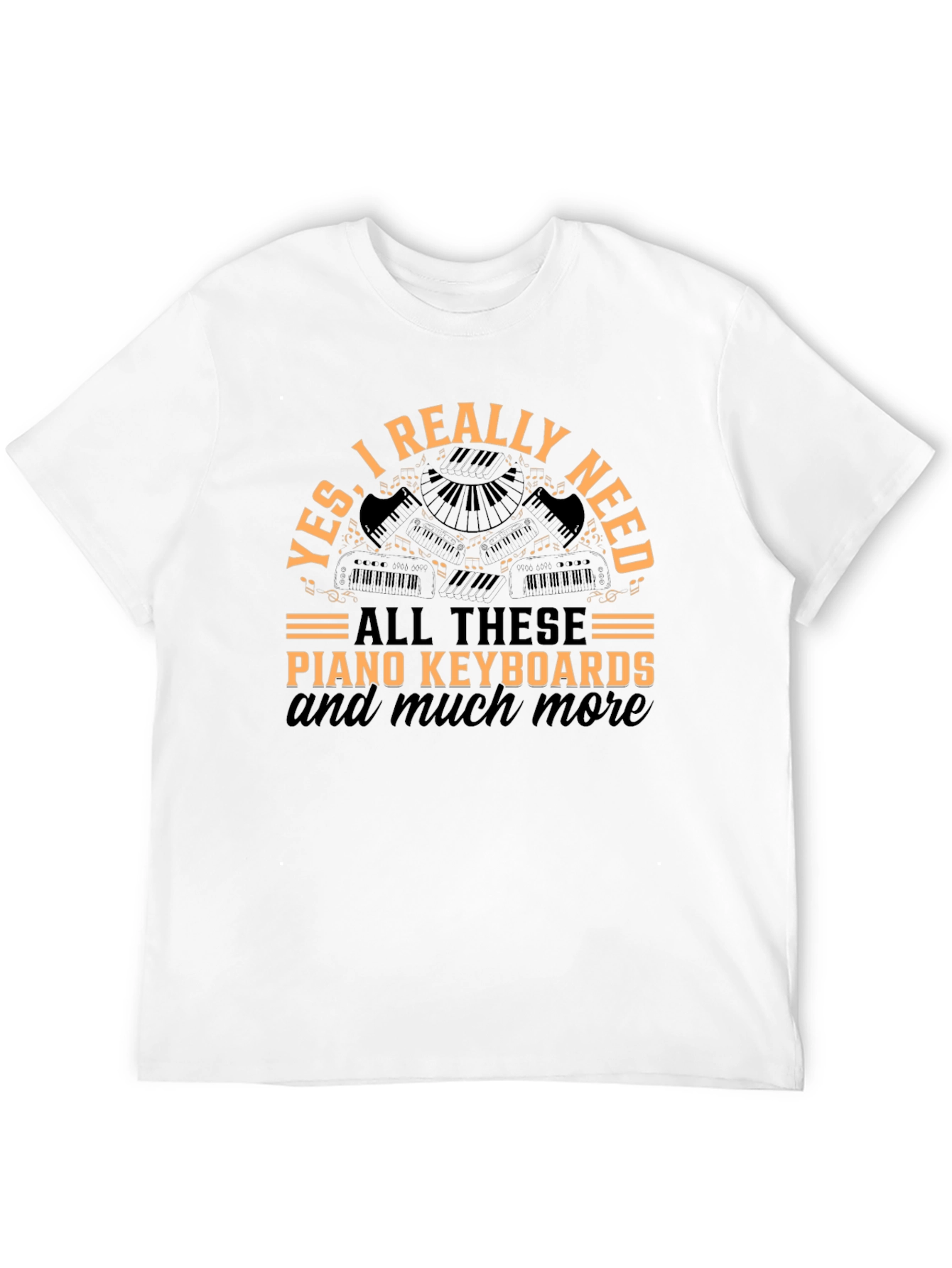 Camiseta Negra con Diseño de Teclados de Piano