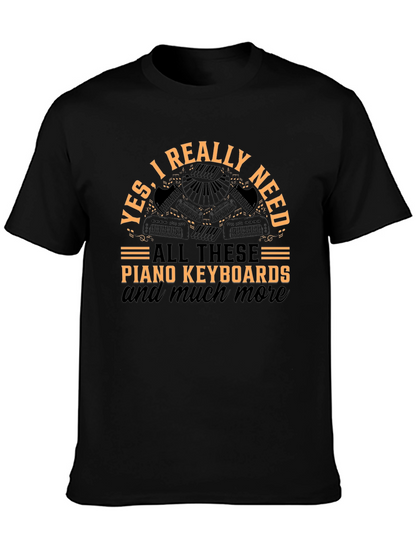 Camiseta Negra con Diseño de Teclados de Piano